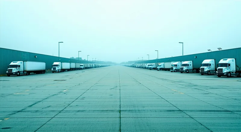 Empty truck lanes at a freight terminal during a capacity shortage
