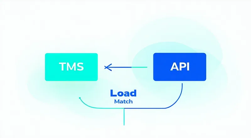 Abstract diagram showing TMS system integration flow with a freight matching layer