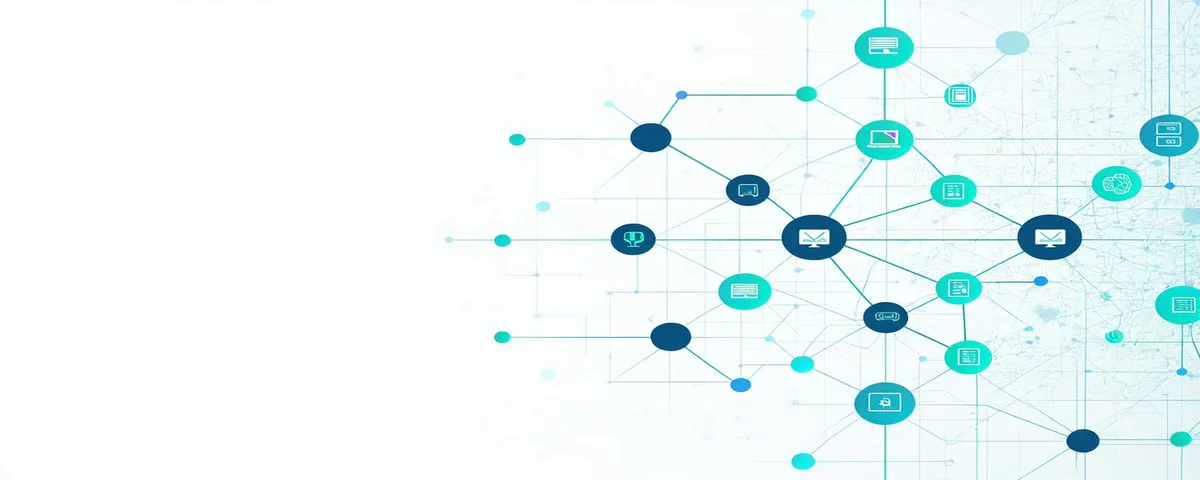 Abstract freight data network integration visualization showing connected systems
